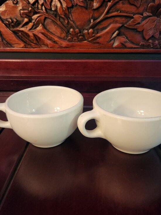 Lot of 2 Mismatch 4 oz. Coffee Cups White DIY Cups Replacement Parts - Picture 1 of 4